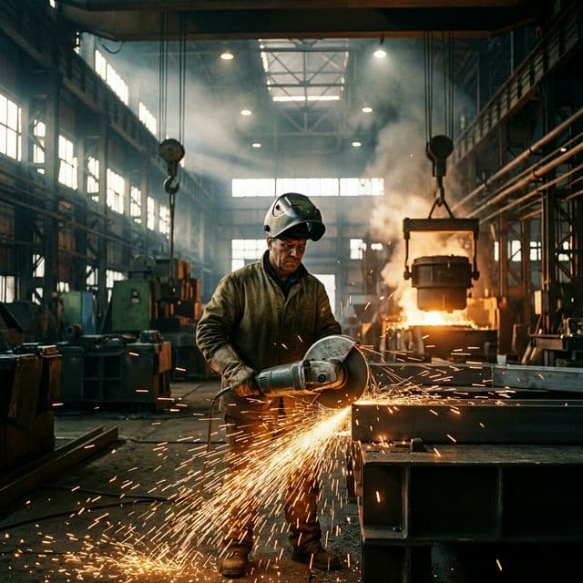 Industrial worker with sparks